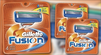 Комплекты картриджей для мужской бритвы "Gillette Fusion (4 шт.)"