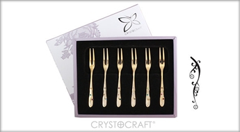 Эксклюзивный подарок с кристаллами SWAROVSKI ELEMENTS - вилочки с золотым покрытием 585°/24 k (6 шт.) со скидкой 43%!