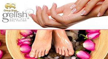 Классический маникюр с покрытие GELISH + spa педикюр с покрытием GELISH в салоне "Venezia" или "Eklekti"!