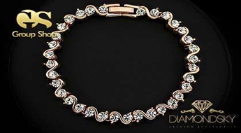 Lieliska apzeltīta aproce S veidā, rotāta ar 34 Swarovski Elements™ kristāliem un 53% atlaidi!