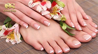 В комплекте дешевле! Классический педикюр с лаком Gelish+классический маникюр с Gelish со скидкой 50%!