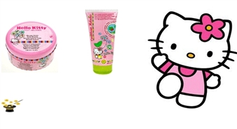 Komplekts Hello Kitty: šampūns Carribean Melodies 200ml+ 250ml ķermeņa krēms Fruit Melodies ar 50% atlaidi!