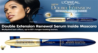Skropstu tuša L'Oreal Paris Double extension renewal serum inside black ar 50% atlaidi!