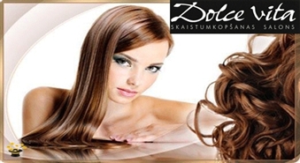 Sieviešu matu griezums+ krāsošana+ veidošana salonā Dolce Vita ar 58% atlaidi!