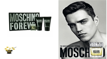 Komplekts Moschino Forever men EDT 4,5ml+ 25ml dušas želeja+ 25ml pēc skūšanās losjons ar 74% atlaidi!