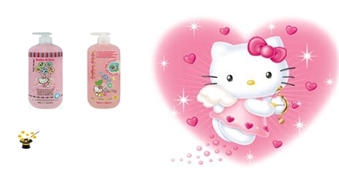 Antialerģisks komplekts HELLO KITTY - dušas želeja 500ml + šampūns 500ml ar 59% atlaidi!