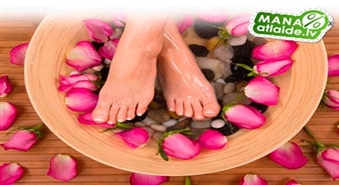 Ļaujiet savām kājām atslābināties! SPA pedikīrs ar skrubi, masku un lakas pārklājumu - atlaide 50%