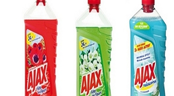 Tikai 1.50Ls par dažādu smaržu universālo māju tīrītāju "Ajax"!