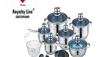 44.90Ls/63.89€ par 18 daļīgu katlu komplektu  "Royalty Line Switzerland" ar stikla vākiem!