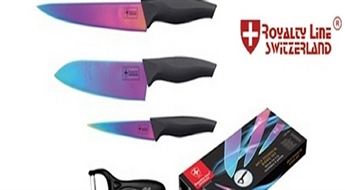 Tikai 14.10Ls/20.06€ par augstas kvalitātes 3 daļīgiem titāna nažiem no "Royalty Line Switzerland"! DĀVANĀ - mizotājs!