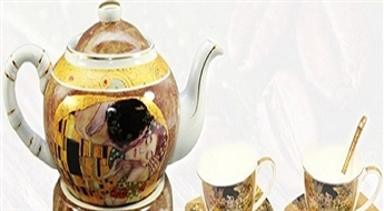 No 8Ls/11.38EUR par porcelāna tasīšu komplektu vai tējkannu ar Gustava Klimta bildēm! Skaistām tējas ceremonijām!