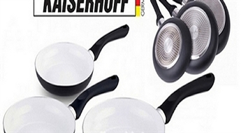 Garantētā Vācu kvalitāte! No 12.25€/8.61 par izvēlētā izmēra "Kaiserhoff" pannu ar baltu keramikas pārklājumu!
