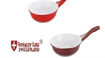 No 15.37€/10.80Ls par 24cm vai 28cm diametru pannām no "Royalty Line Switzerland" ar keramisko pārklājumu! Piedāvājumā 3 dažādas krāsas!