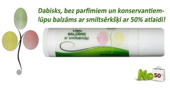 Dabisks, bez parfīmiem un konservantiem- lūpu balzāms ar smiltsērkšķi ar 50% atlaidi!