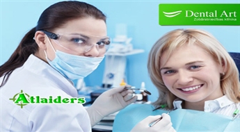 Отличное предложение от клиники DENTAL ART: пломбирование зубов + консультация стоматолога-протезиста со скидкой 63% - всего за 14,90 лата!