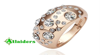 Особенный подарок! Позолоченное кольцо (750 пробы, 18 карат) с кристаллами Swarovski Elements со скидкой 55% - всего за 4,99 лата!