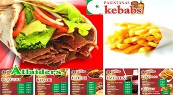 Neticami garšīgs un sulīgs lielais vistas vai liellopa KEBABS + lielie FRI kartupeļi "Pakistānas Kebabs" – tikai par 1,57 Ls! Atrodiet laiku garšīgai pauzei!