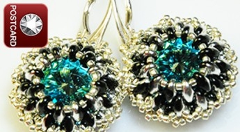 Сережки с кристалами Swarovski element, изготовленные в технике жемчужинок