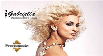 Sieviešu matu griezums + veidošana + matu šķipsnu balināšana vai matu sakņu krāsošana salonā „Gabriella” ar 50% atlaidi!
