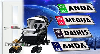 Stilizētas bērnu ratiņu numuru plāksnītes tikai par 0.99 Ls!