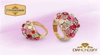Кольцо “Кристальное настроение” инкрустированное кристаллами Stellux™ (Swarovski).