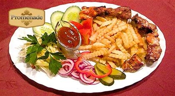 Отведай вкусный шашлык из свинины с картошкой фри вместе с вкусным салатом со скидкой 32%, за 2.73 Ls!