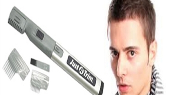 6.99Ls par 14.30 Ls vērtu ērtu un praktisku „Just A Trim“ matu griešanas-modelēšanas mašīnīti.“Just A Trim” ātri un precīzi paīsina matus!