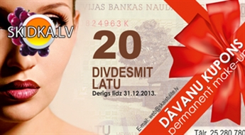 Dāvanu kupons vērtībā 20Ls ar  30% atlaidi.