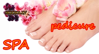 SPA pedikīrs ar skrubi, masku un lakas pārklājumu - atlaide 50%, tikai 12.50!