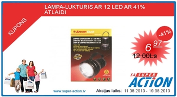 LAMPA-LUKTURIS AR 12 LED AR 41%       ATLAIDI