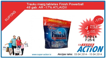 ТАБЛЕТКИ ДЛЯ ПОСУДОМОЕЧНОЙ МАШИНЫ FINISH POWERBALL ALL IN 1. C -17% СКИДКОЙ