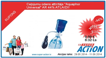 Ceļojumu ūdens attīrītājs &quot;Aquaphor   Universal&quot; AR 44% ATLAIDI!