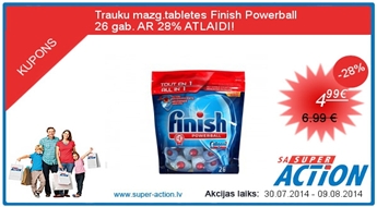 Trauku mazg.tabletes Finish Powerball 26 gab. AR 28% ATLAIDI!