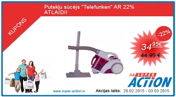 Putekļu sūcējs &quot;Telefunken&quot; AR 22%    ATLAIDI!