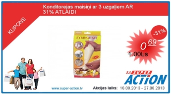 Konditorejas maisiņi ar 3 uzgaļiem AR 31% ATLAIDI