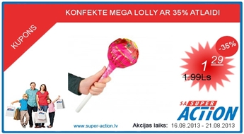 KONFEKTE MEGA LOLLY AR 35% ATLAIDI