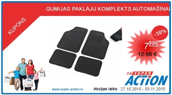 GUMIJAS PAKLĀJU KOMPLEKTS AUTOMAŠĪNAI