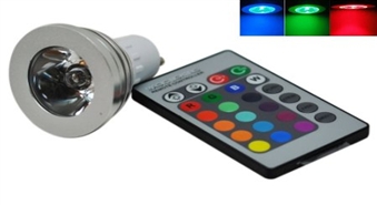 RGB LED spuldze GU10 krāsu mainoša, komplektā ar tālvadības pulti !