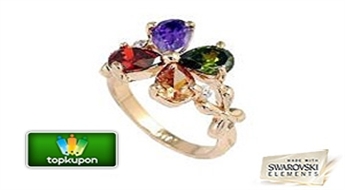 Gredzens "Jaunība" ar maigu dizainu un košiem daudzkrāsainiem Swarovski Elements™ kristāliem.