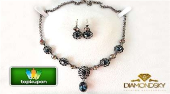 Экслюзивное предложение! Комплект бижутерии с камнями Swarovski Elements™ и серебренным напылением в винтажном стиле!