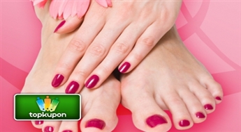 В комплекте дешевле! Классический педикюр с лаком Gelish+классический маникюр с Gelish со скидкой 50%!