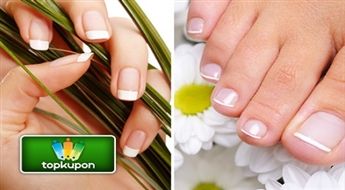 Экспресс маникюр с покрытием GELISH или экспресс педикюр с покрытием GELISH + апельсино-лимонный скраб со скидкой 50% !