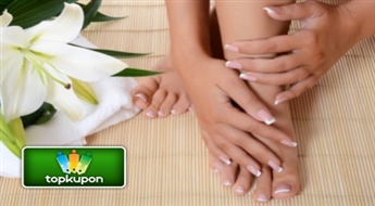 Komplektā izdevīgāk! Klaliskais pedikīrs ar Gelish + klasiskais manikīrs ar Gelish laku par 50% lētāk!