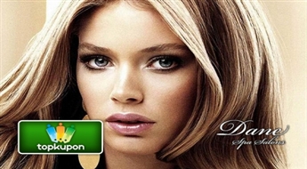 Matu griezums + šķipsnu krāsošana + veidošana ar fēnu salonā "Dane Spa" ar 60% atlaidi!