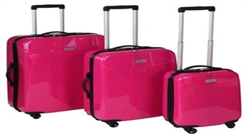 Ietaupi 110,00 LVL Augstas kvalitātes trīs koferu komplekts 100; 62; 32 litri ar 53 % atlaidi (roza)