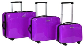 Ietaupi 110,00 LVL Augstas kvalitātes trīs koferu komplekts 100; 62; 32 litri ar 53 % atlaidi (Purpura)