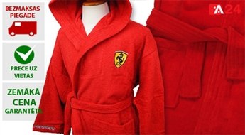 Халат Ferrari красный с капюшоном - 62%