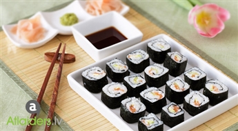 Lielisks piedāvājums no „SUSHIEXTRA”! Milzīgs un garšīgs suši komplekts “Hikaru” (72 gabaliņi) ar 55% atlaidi!