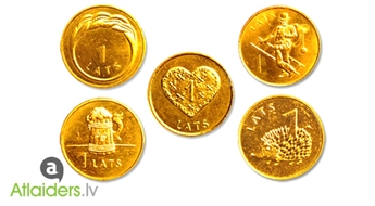 Pasteidzieties! Mirdzoša viena lata jubilejas monēta apzeltīta tīrā 24 karātu zeltā – tikai par 5,50 Ls!