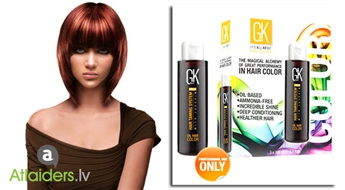 Покраска волос в один тон краской GKhair "Oil Hair Color" c комплексом Juvexin + стрижка горячими ножницами + укладка в центре Риги со скидкой 56%!